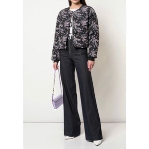 Cinq a Sept Floral Puffer Bomber Cropped Jacket